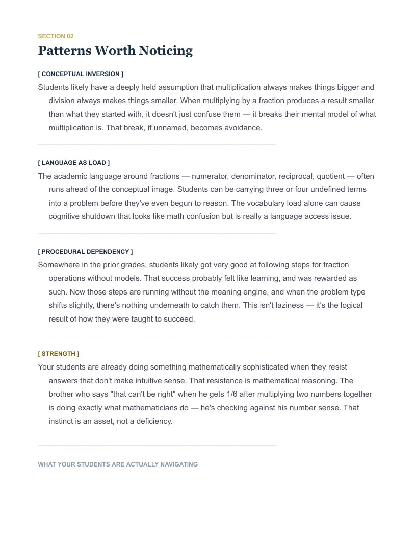 Teaching Brief: patterns worth noticing, what I'd try