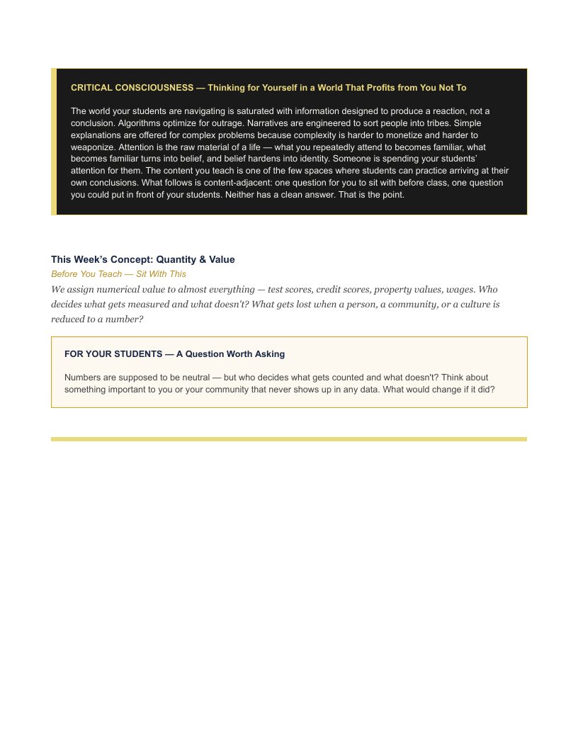Critical engagement section